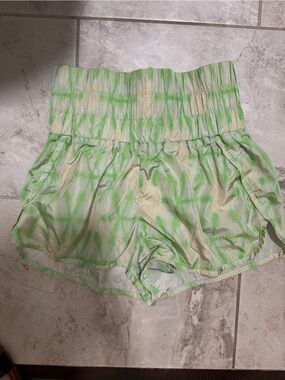 Free people movement Light Green and yellow Tie-Dye shorts